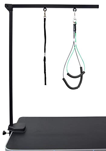 SHELANDY Pet Grooming arm with clamp for Large and Small Dogs - 35 inch Height Adjustable and Free Two No Sit Haunch Holder(Black)
