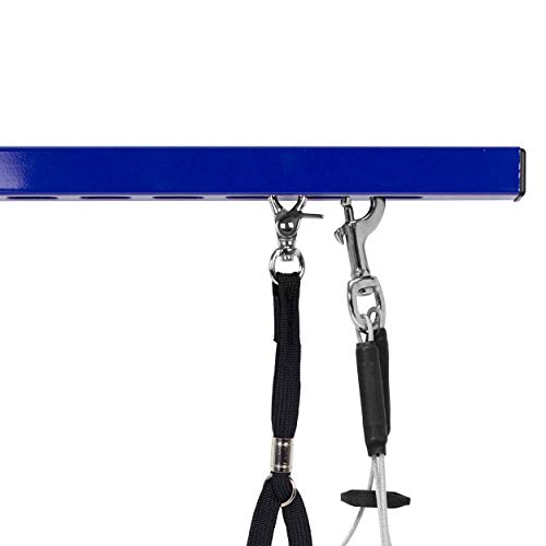 Foldable Pet Grooming Arm with Clamp, Dog Grooming Loop and No Sit Haunch Holder - Innovative Portable Grooming Arms (Blue, 2 Haunch)