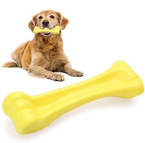 EETOYS Dog Toy for Aggressive Chewers and Teething Puppy Durable Dog Chew Toy Made with Hard Nylon Heavy Duty Tough Dog Toy for Small Medium Large Dogs (Dogs up to 88 lbs, Yellow)