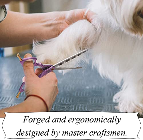 6.5 inch Professinal Pet Grooming Scissor Aeronautical Aluminum Handle Dog&Cat Grooming Shear with Bag by Moontay (C-Purple)