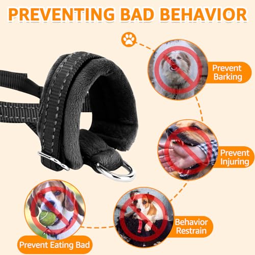 SlowTon Nylon Dog Muzzle, Dog Mouth Cover Adjustable Soft Padded Quick Fit Comfortable Muzzles for Medium Large Dog Outdoor Anti Biting Behavior Training Stop Chewing Barking Attach to Collar