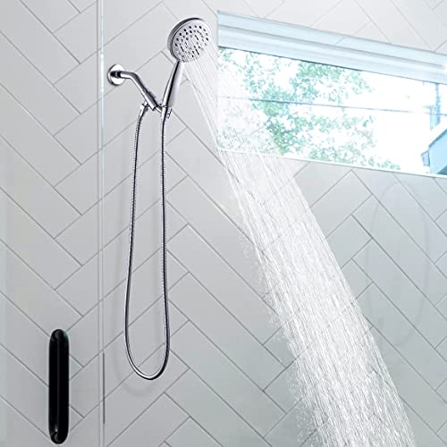 100% Metal Hand Held Shower Head with Hose and Holder | Made with Stainless Steel and Brass | High Pressure Handheld Showerhead, Adjustable Bracket?Extra Long Flexible Hose