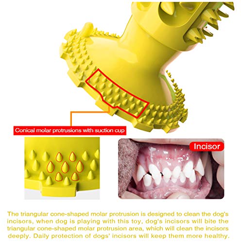 Dog Chew Toys Almost Indestructible Squeaky Dog Toys Durable Bite-Resistant Natural Rubber Teeth Care Dog Toys for Puppy Medium Large Breed Dogs (Yellow-Chew Toys)