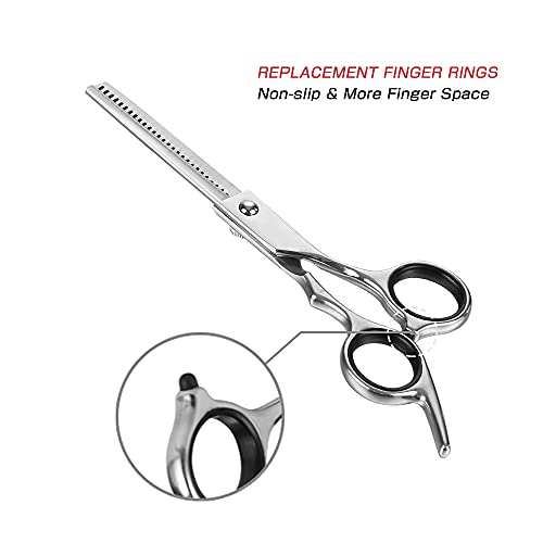 Professional Stainless Steel Pet Grooming Scissors Set with Safety Round Tip Dog Eye Cutter Kit Blunt Tip Grooming Tools for Cats and Dogs Grooming Straight Shears, Thinning Shear, Comb