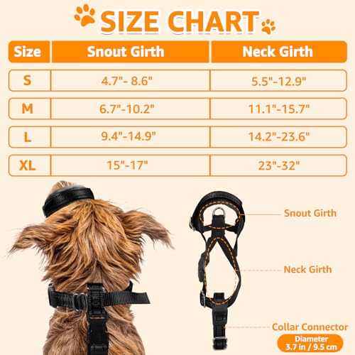 SlowTon Nylon Dog Muzzle, Dog Mouth Cover Adjustable Soft Padded Quick Fit Comfortable Muzzles for Medium Large Dog Outdoor Anti Biting Behavior Training Stop Chewing Barking Attach to Collar