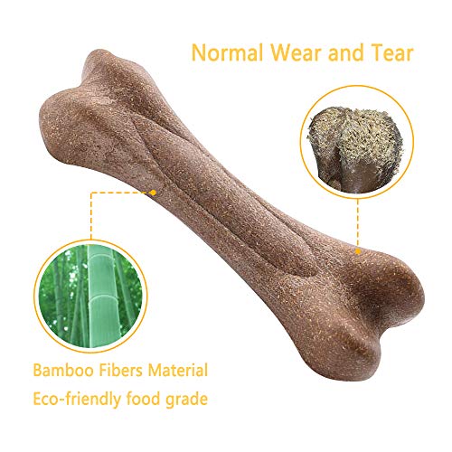YoTelim Tough Dog Toys for Aggressive Chewers Large Breed, Natural Bamboo Fibers Dog Chew Toys Non-Toxic Interactive Dog Toys Nearly Indestructible Chewing Bones for Large Medium Small Dogs (Extreme)