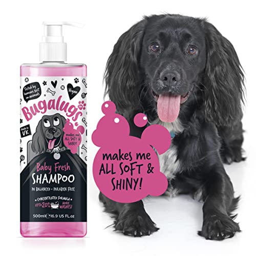 BUGALUGS Baby Fresh Dog Shampoo Dog Grooming Shampoo for Smelly Dogs with Baby Powder Scent (16.9 FL Oz, 6 Pack)
