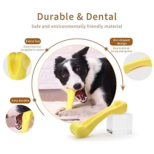 EETOYS Dog Toy for Aggressive Chewers and Teething Puppy Durable Dog Chew Toy Made with Hard Nylon Heavy Duty Tough Dog Toy for Small Medium Large Dogs (Dogs up to 88 lbs, Yellow)