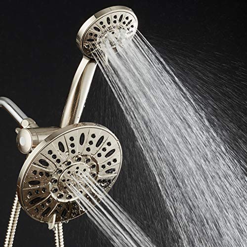 AquaDance Brushed Nickel 7" Premium High Pressure 3-Way Rainfall Combo with Extra Long 72 inch Hose â Enjoy Luxury 6-Setting Rain Showerhead and Matching Hand Held Shower Separately or Together