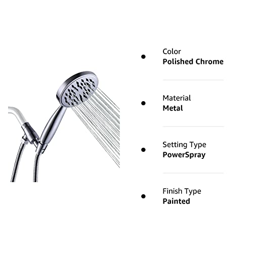 100% Metal Hand Held Shower Head with Hose and Holder | Made with Stainless Steel and Brass | High Pressure Handheld Showerhead, Adjustable Bracket?Extra Long Flexible Hose