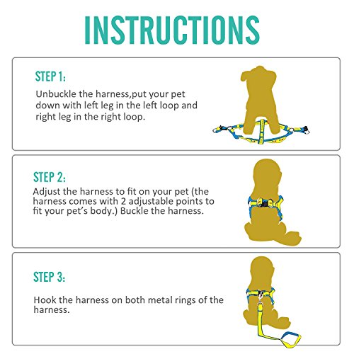 Bark Lover Dog Harness Leash and Collar Matching Sets for Small Puppy Medium Large Dogs Pets, Heavy Duty Nylon with Denim Design, Perfect Accessories for Walking Training Your Dog(S,Blue)