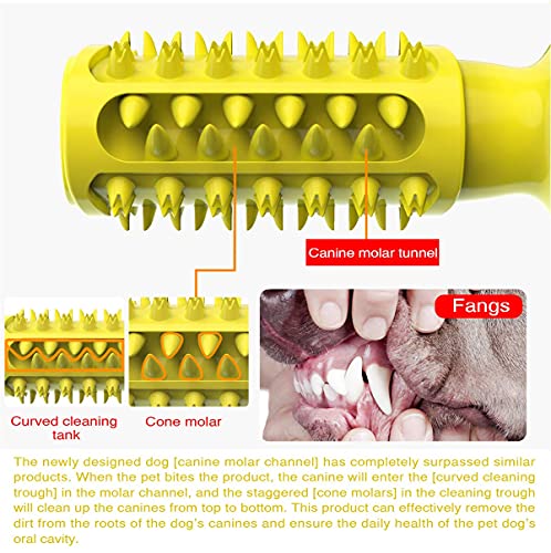 Dog Chew Toys Almost Indestructible Squeaky Dog Toys Durable Bite-Resistant Natural Rubber Teeth Care Dog Toys for Puppy Medium Large Breed Dogs (Yellow-Chew Toys)