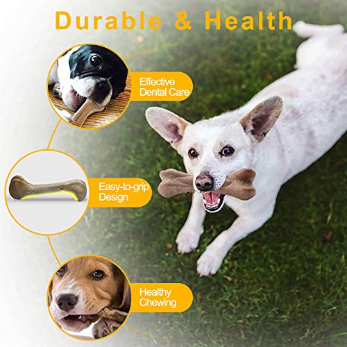 YoTelim Tough Dog Toys for Aggressive Chewers Large Breed, Natural Bamboo Fibers Dog Chew Toys Non-Toxic Interactive Dog Toys Nearly Indestructible Chewing Bones for Large Medium Small Dogs (Extreme)