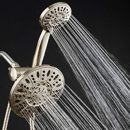 AquaDance Brushed Nickel 7" Premium High Pressure 3-Way Rainfall Combo with Extra Long 72 inch Hose â Enjoy Luxury 6-Setting Rain Showerhead and Matching Hand Held Shower Separately or Together