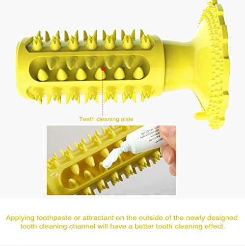 Dog Chew Toys Almost Indestructible Squeaky Dog Toys Durable Bite-Resistant Natural Rubber Teeth Care Dog Toys for Puppy Medium Large Breed Dogs (Yellow-Chew Toys)