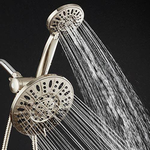 AquaDance Brushed Nickel 7" Premium High Pressure 3-Way Rainfall Combo with Extra Long 72 inch Hose â Enjoy Luxury 6-Setting Rain Showerhead and Matching Hand Held Shower Separately or Together