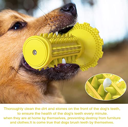 Dog Chew Toys Almost Indestructible Squeaky Dog Toys Durable Bite-Resistant Natural Rubber Teeth Care Dog Toys for Puppy Medium Large Breed Dogs (Yellow-Chew Toys)