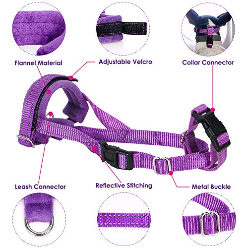 SlowTon Soft Dog Muzzle, Adjustable Padded Nylon Muzzle for Large Medium Dogs Anti Chewing Barking Biting, Allow Dog Pant & Drink (Purple, L)
