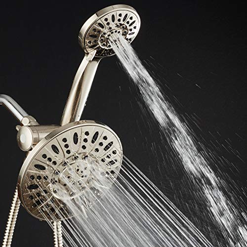 AquaDance Brushed Nickel 7" Premium High Pressure 3-Way Rainfall Combo with Extra Long 72 inch Hose â Enjoy Luxury 6-Setting Rain Showerhead and Matching Hand Held Shower Separately or Together