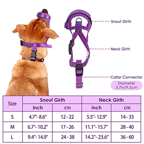 SlowTon Soft Dog Muzzle, Adjustable Padded Nylon Muzzle for Large Medium Dogs Anti Chewing Barking Biting, Allow Dog Pant & Drink (Purple, L)