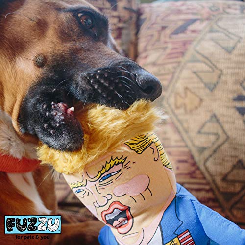 FUZZU Donald Trump Political Parody Novelty Durable Dog Chew Toy with Squeaker, Jumbo 27"