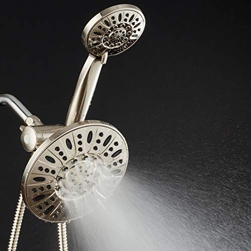 AquaDance Brushed Nickel 7" Premium High Pressure 3-Way Rainfall Combo with Extra Long 72 inch Hose â Enjoy Luxury 6-Setting Rain Showerhead and Matching Hand Held Shower Separately or Together