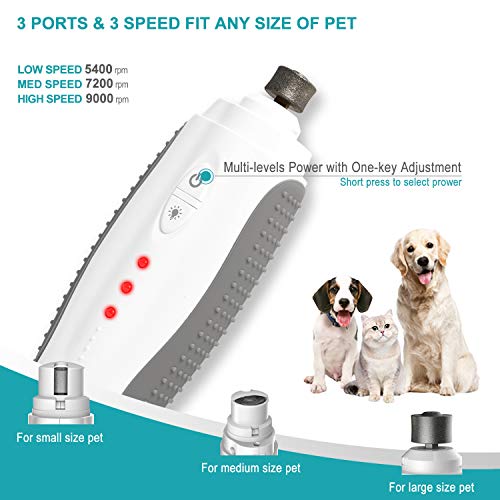 VANHO Dog Nail Grinder,3 Speed Dog Nail Trimmer with LED Light,Electric Pet Nail Clipper Rechargeable Painless Paws File Grooming & Smoothing for Small Medium Large Dogs & Cats