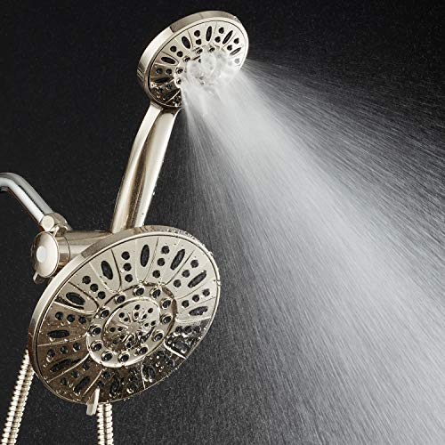 AquaDance Brushed Nickel 7" Premium High Pressure 3-Way Rainfall Combo with Extra Long 72 inch Hose â Enjoy Luxury 6-Setting Rain Showerhead and Matching Hand Held Shower Separately or Together