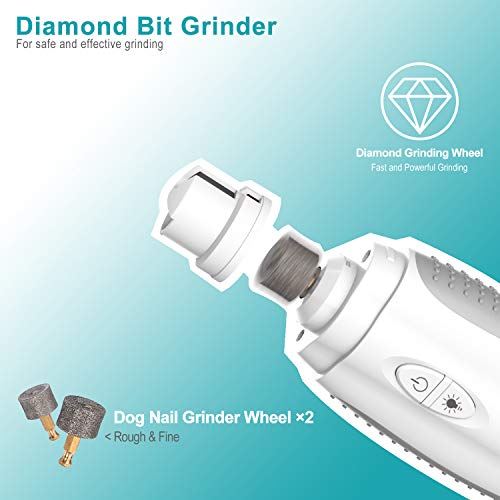VANHO Dog Nail Grinder,3 Speed Dog Nail Trimmer with LED Light,Electric Pet Nail Clipper Rechargeable Painless Paws File Grooming & Smoothing for Small Medium Large Dogs & Cats