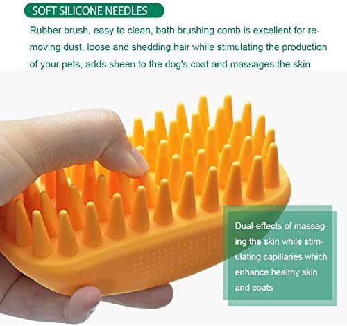 ZOOPOLR Pet Silicone Shampoo Brush for Long & Short Hair Medium Large Pets Dogs Cats, Anti-Skid Rubber Dog Cat Pet Mouse Grooming Shower Bath Brush Massage Comb