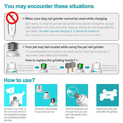 VANHO Dog Nail Grinder,3 Speed Dog Nail Trimmer with LED Light,Electric Pet Nail Clipper Rechargeable Painless Paws File Grooming & Smoothing for Small Medium Large Dogs & Cats