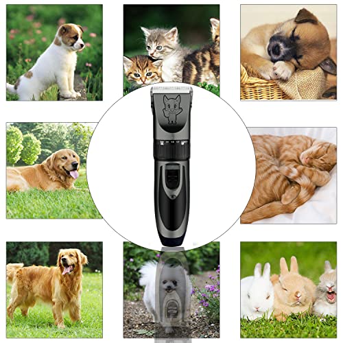 Dog Grooming Kit Clippers, Low Noise, Electric Quiet, Rechargeable, Cordless, Pet Hair Thick Coats Clippers Trimmers Set, Suitable for Dogs, Cats, and Other Pets(Grey)