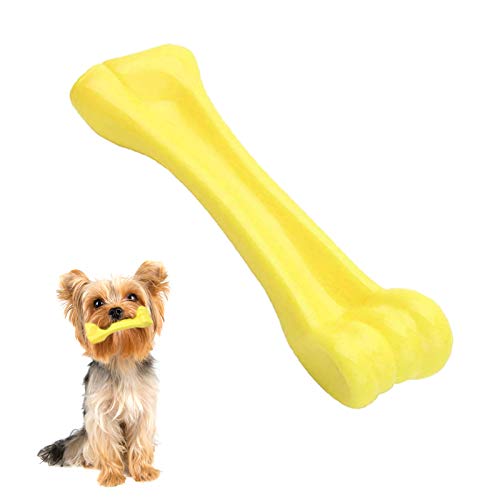 EETOYS Dog Toys for Aggressive Chewers up to 8 lb Suitable for Mini and Small Dogs Teething Puppies Durable Dog Chew Toys Made with Hard Nylon(Dogs up to 8 lbs, Yellow)