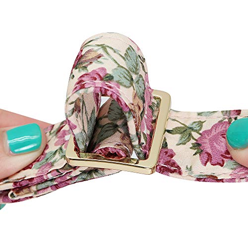 Beirui Soft Floral ID Dog Collars with Name Plate,Beautiful Flower Print Personalized Puppy Dog Collar and 5FT Leash Set for Small Medium Large Dogs, S(5/8" Wide,Neck fit 10-15.5")