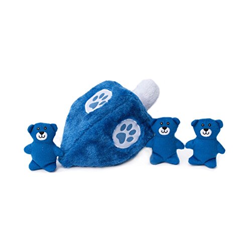 ZippyPaws - Holiday Burrow, Interactive Squeaky Hide and Seek Plush Dog Toy - Hanukkah Dreidel