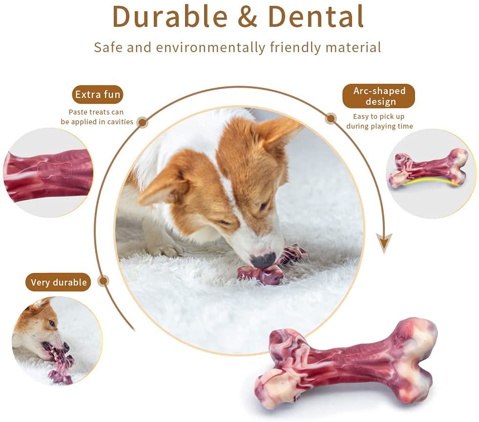 EETOYS Dog Toys for Aggressive Chewers Nearly Indestructible Dog Chew Toys for Large Medium Small Dogs Teething Puppies Durable Tough Dog Toys Puppy Chew Toys Made with Hard Nylon Dogs up to 8lb