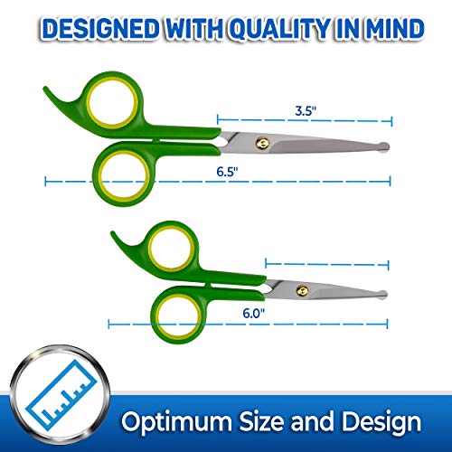 Pet Magasin Japanese Stainless Steel Grooming Scissors (2) for Facial Hair and Larger for Body Trimming with Round Tip