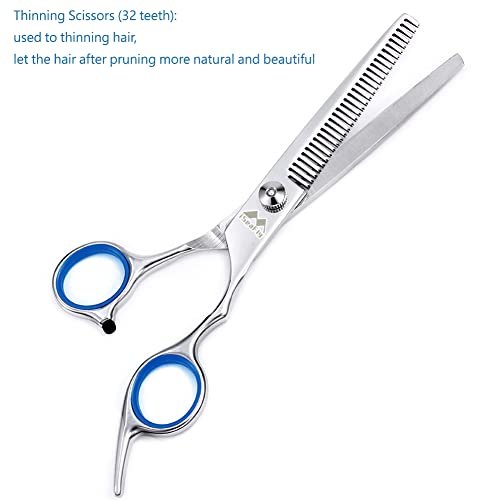 Dog Scissors with Round Tip, Set of 5 Dog Grooming Kit, Stainless Steel Pet Grooming Scissors for Full Body, Face, Nose, Ear and Paw (blue)