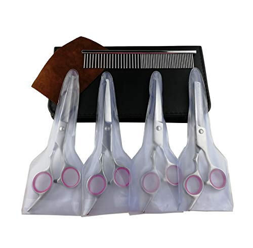 7 inch Dog Grooming Kit Pet Cat Grooming Scissors Tool Round Tips Professional Stainless Steel Curved Straight Thinning Shears Clippers