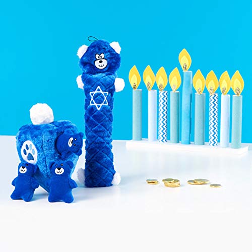 ZippyPaws - Holiday Burrow, Interactive Squeaky Hide and Seek Plush Dog Toy - Hanukkah Dreidel