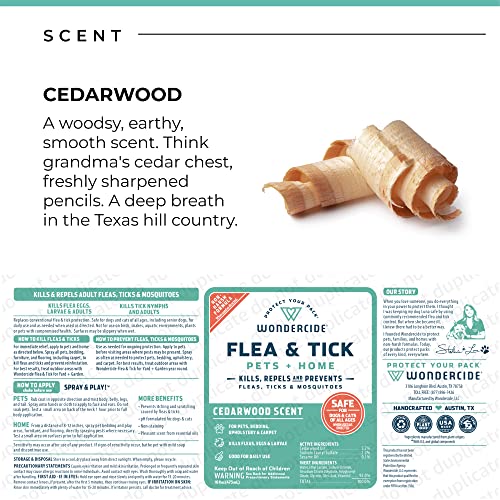 Wondercide - Flea, Tick and Mosquito Spray for Dogs, Cats, and Home - Flea and Tick Killer, Control, Prevention, Treatment - with Natural Essential Oils - Pet and Family Safe - Cedarwood 4 oz