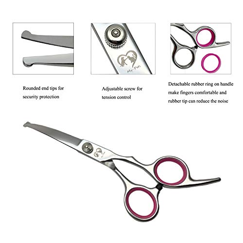 7 inch Dog Grooming Kit Pet Cat Grooming Scissors Tool Round Tips Professional Stainless Steel Curved Straight Thinning Shears Clippers