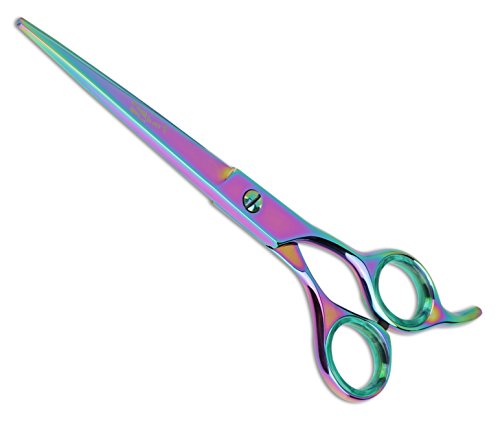 Dog Hair Scissors for Grooming - 7.5 Inch Straight Rainbow - Beautiful - Comfortable - Ergonomic - Professional - Durable - Sharp - Dog Hair Cutting Scissors for Grooming - Sheers for Dog Grooming