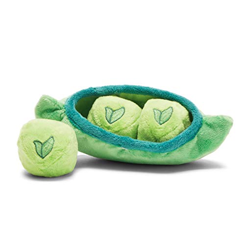 BarkBox Dog Squeak Toys | 2-in-1 Interactive Toys for Chewers | Durable Tug and Fetch Toys | Stuffed Plush Toys and Balls for Small/Medium/Large Dogs | Peas in The Pod (Medium/Large)