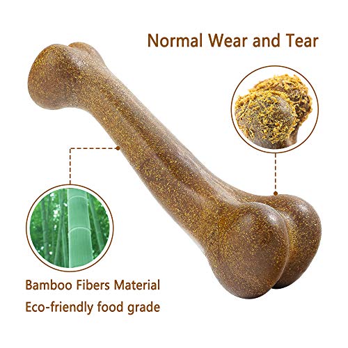 YoTelim Dog Toys for Aggressive Chewers Large Breed, Natural Bamboo Fibers Puppy Toys Non-Toxic Interactive Dog Toys Nearly Indestructible Chewing Bones for Small Dogs