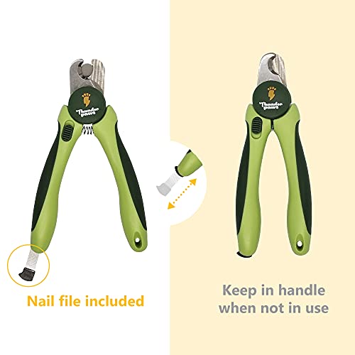 Thunderpaws Professional-Grade Nail Clippers for Dogs Nail Trimmer for Dogs with Safety Guard and Nail File - Nail Clippers for Large Dogs - Dog Nail Clipper&Dog Toenail Clippers (Medium-Large, Green)