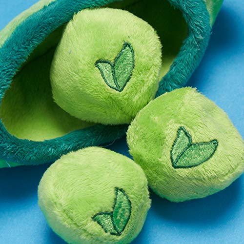 BarkBox Dog Squeak Toys | 2-in-1 Interactive Toys for Chewers | Durable Tug and Fetch Toys | Stuffed Plush Toys and Balls for Small/Medium/Large Dogs | Peas in The Pod (Medium/Large)