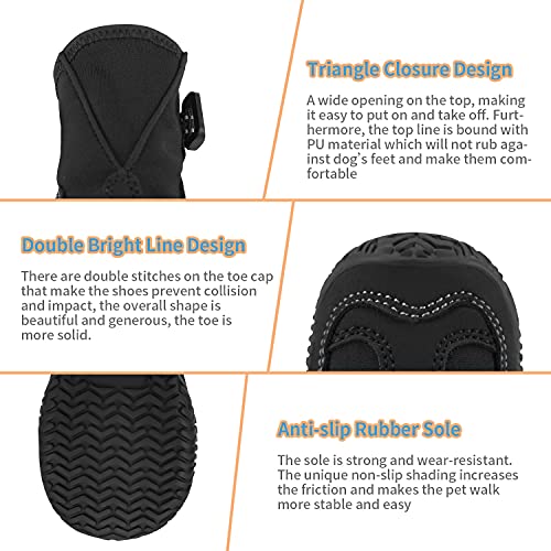 Shandus Dog Boots for Large Medium Small Dogs Anti-Slip, Snow Winter Dog Booties, Dog Shoes for Hot Pavement, Paw Protector for Dogs with Adjustable Reflective Straps, 4Pcs