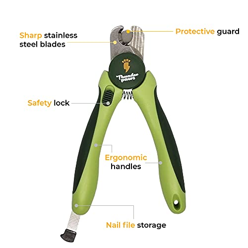 Thunderpaws Professional-Grade Nail Clippers for Dogs Nail Trimmer for Dogs with Safety Guard and Nail File - Nail Clippers for Large Dogs - Dog Nail Clipper&Dog Toenail Clippers (Medium-Large, Green)
