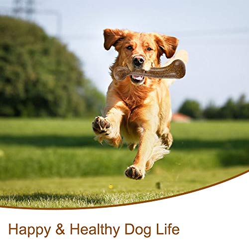 YoTelim Dog Toys for Aggressive Chewers Large Breed, Natural Bamboo Fibers Puppy Toys Non-Toxic Interactive Dog Toys Nearly Indestructible Chewing Bones for Small Dogs